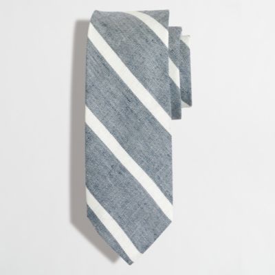 Factory linen-cotton wide-striped tie