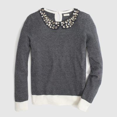 crew j online apply Peter collar sweater jeweled stripe Factory Pan