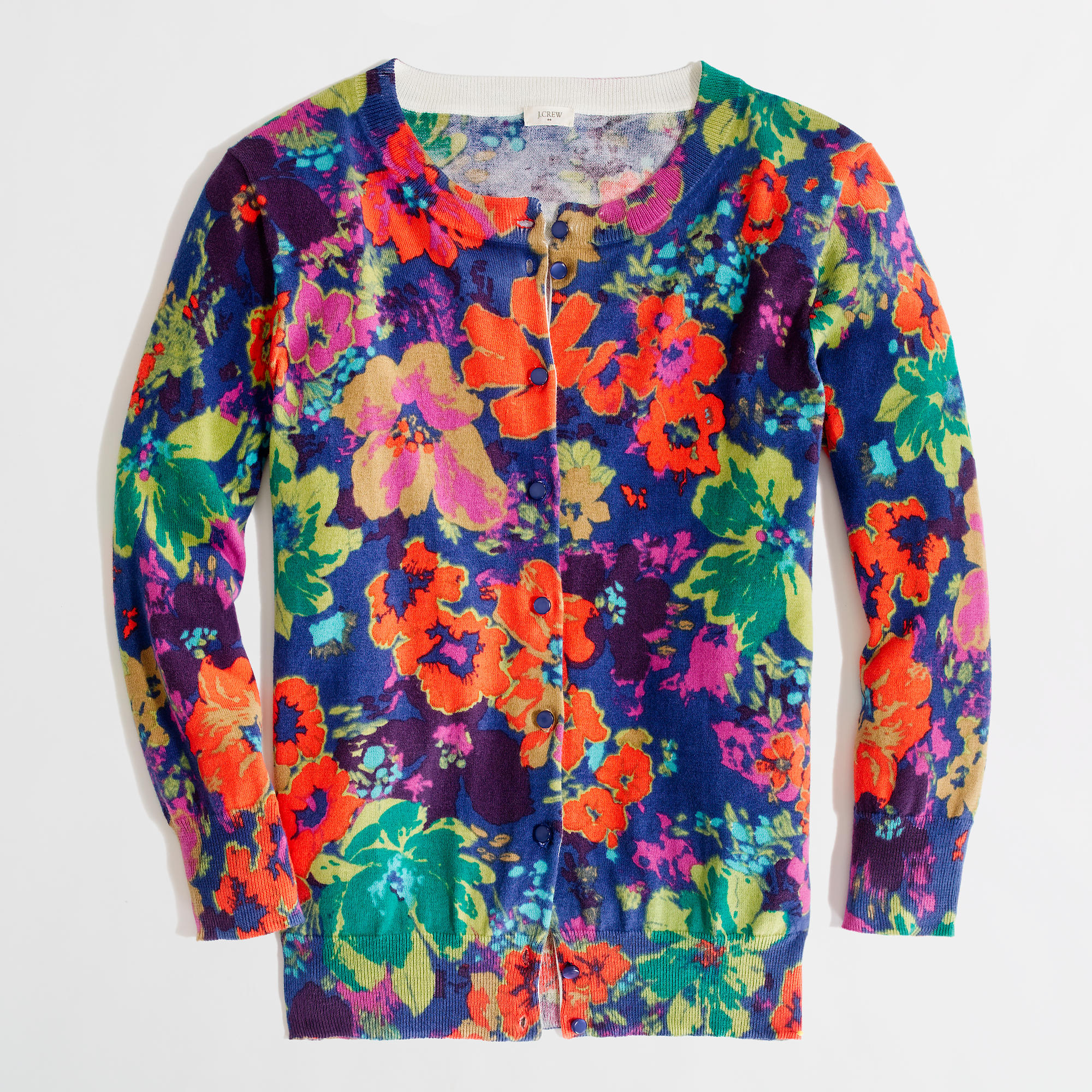 Factory classic crewneck cardigan in floral : FactoryWomen cashmere ...