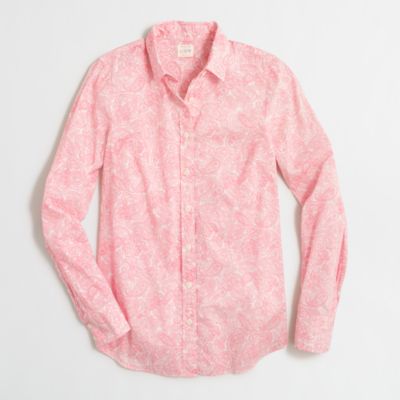 Factory classic button-down shirt in printed cotton