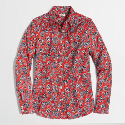 Factory classic button-down shirt in printed cotton