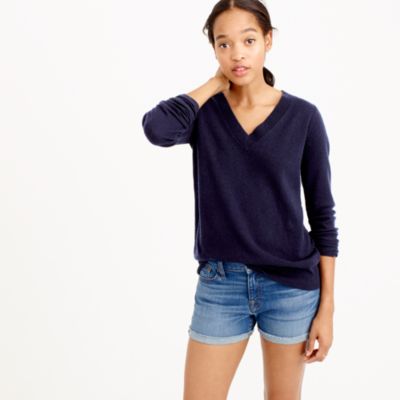navy v neck cashmere jumper