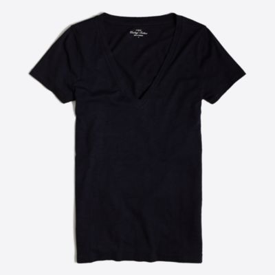 Factory featherweight slub cotton V-neck T-shirt