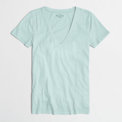 Factory featherweight slub cotton V-neck T-shirt