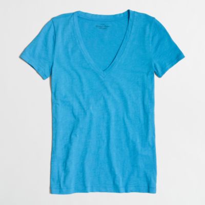 Factory featherweight slub cotton V-neck T-shirt