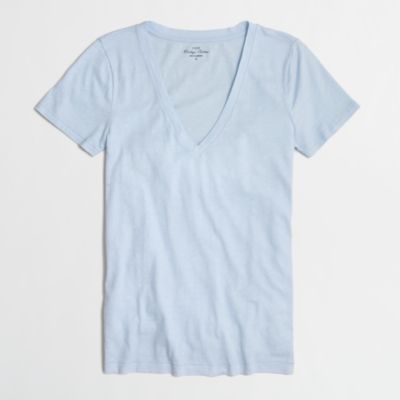 Factory featherweight slub cotton V-neck T-shirt