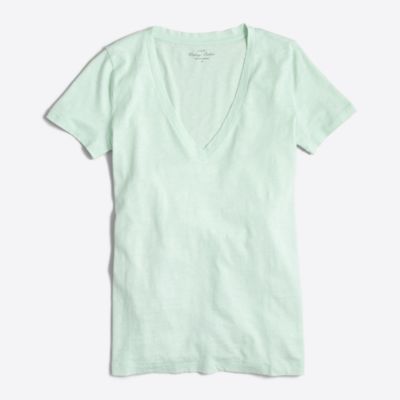 Factory featherweight slub cotton V-neck T-shirt