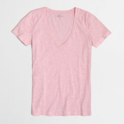 Factory featherweight slub cotton V-neck T-shirt