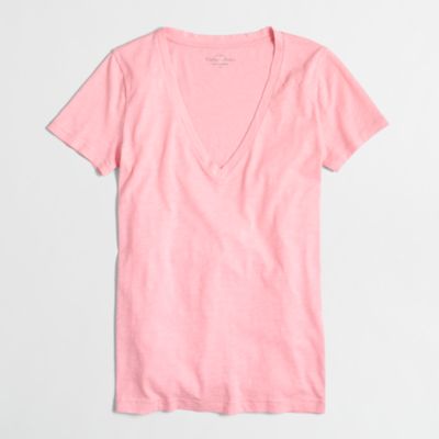 Factory featherweight slub cotton V-neck T-shirt