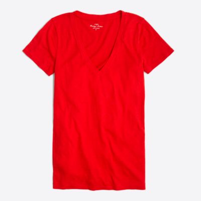 Factory featherweight slub cotton V-neck T-shirt