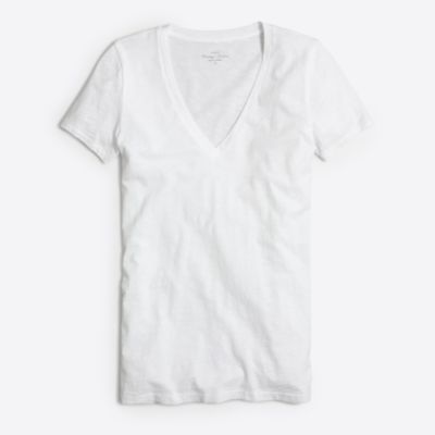Factory featherweight slub cotton V-neck T-shirt