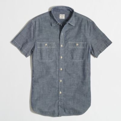 Factory short-sleeve chambray workshirt