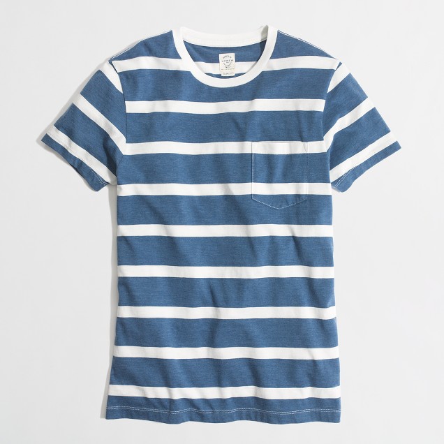 Factory slim heathered washed pocket tee in nautical stripe : | Factory