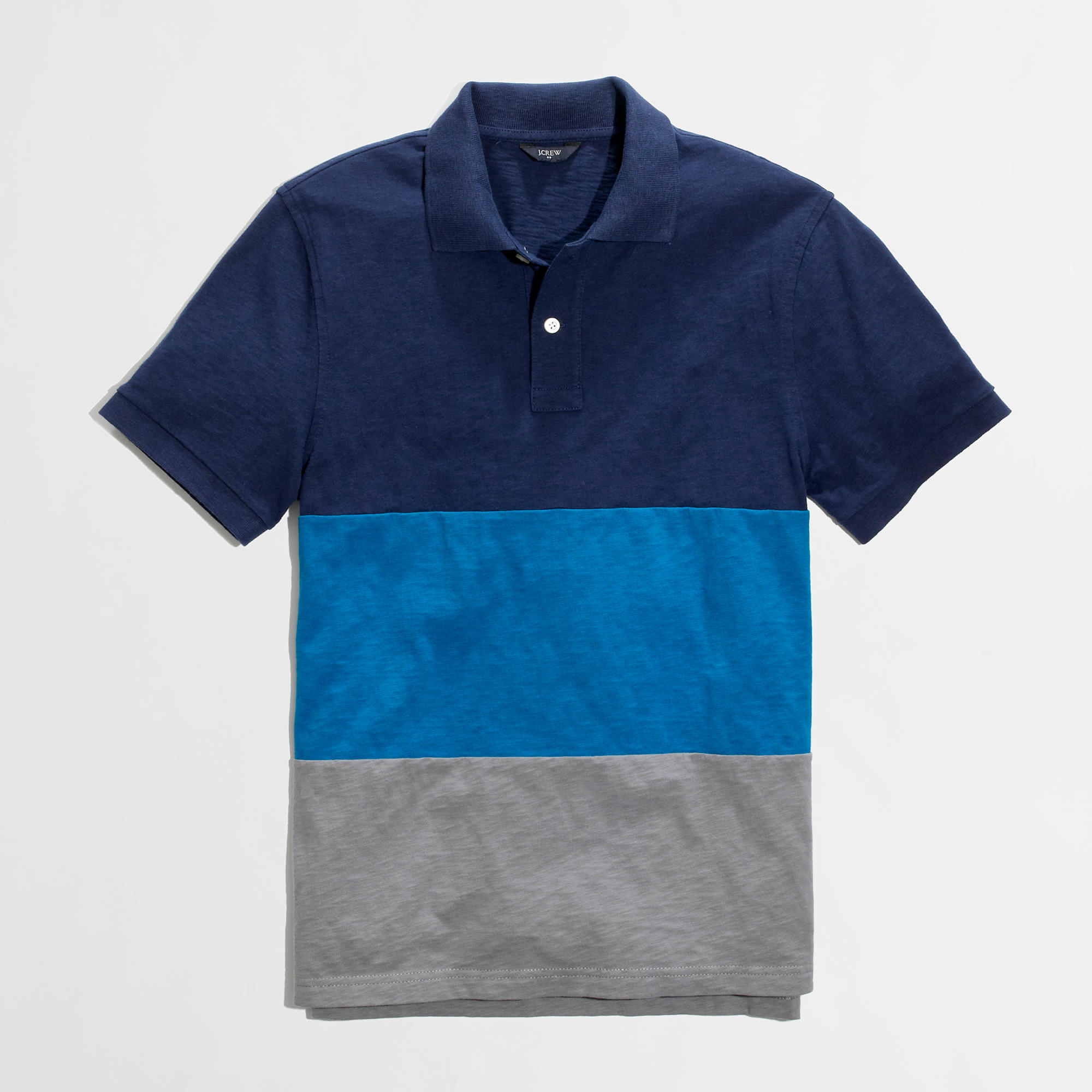 Factory textured cotton polo in colorblock : | Factory