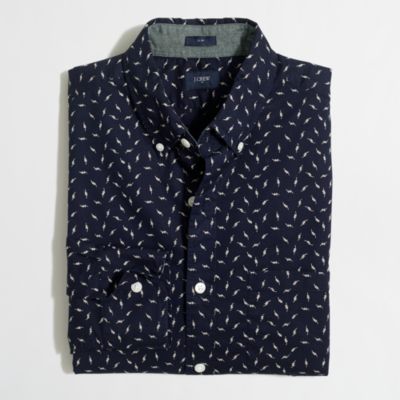 Factory slim printed washed shirt