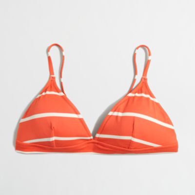 Factory triangle bikini top in coral stripe : | Factory