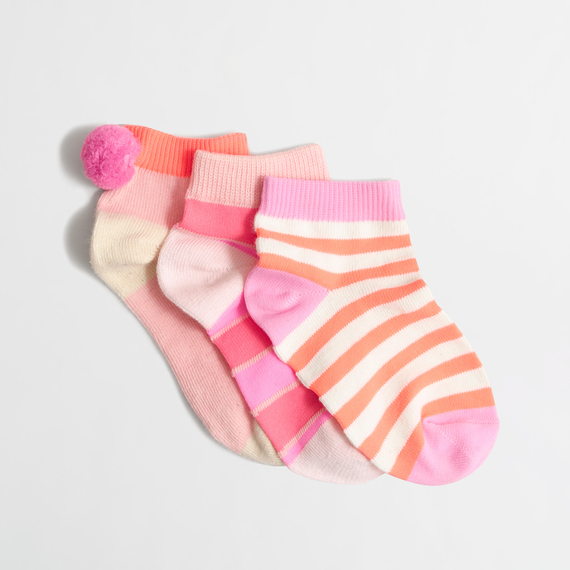 Girls' pom-pom socks three-pack : | Factory