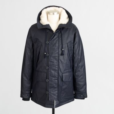 Factory waxed canvas parka with hood