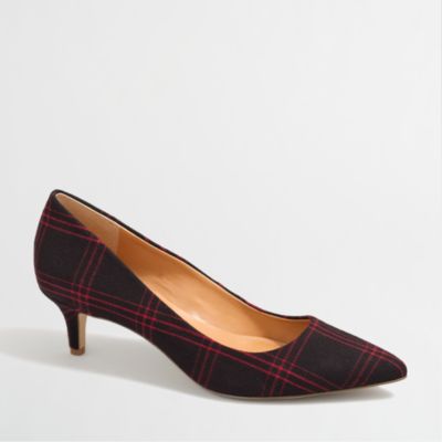 j crew tartan plaid heels