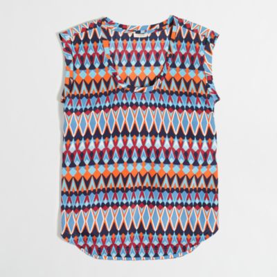 Factory printed drapey scoopneck top