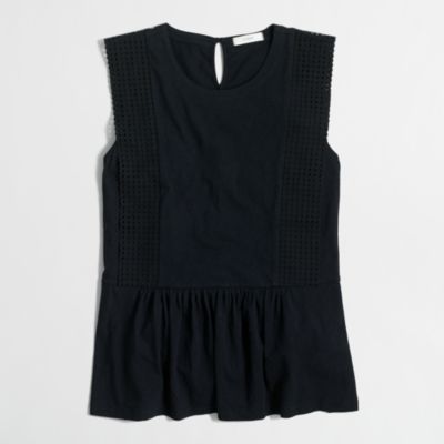 Factory sleevless eyelet peplum top