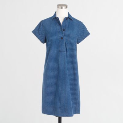 Factory striped short-sleeve shirtdress