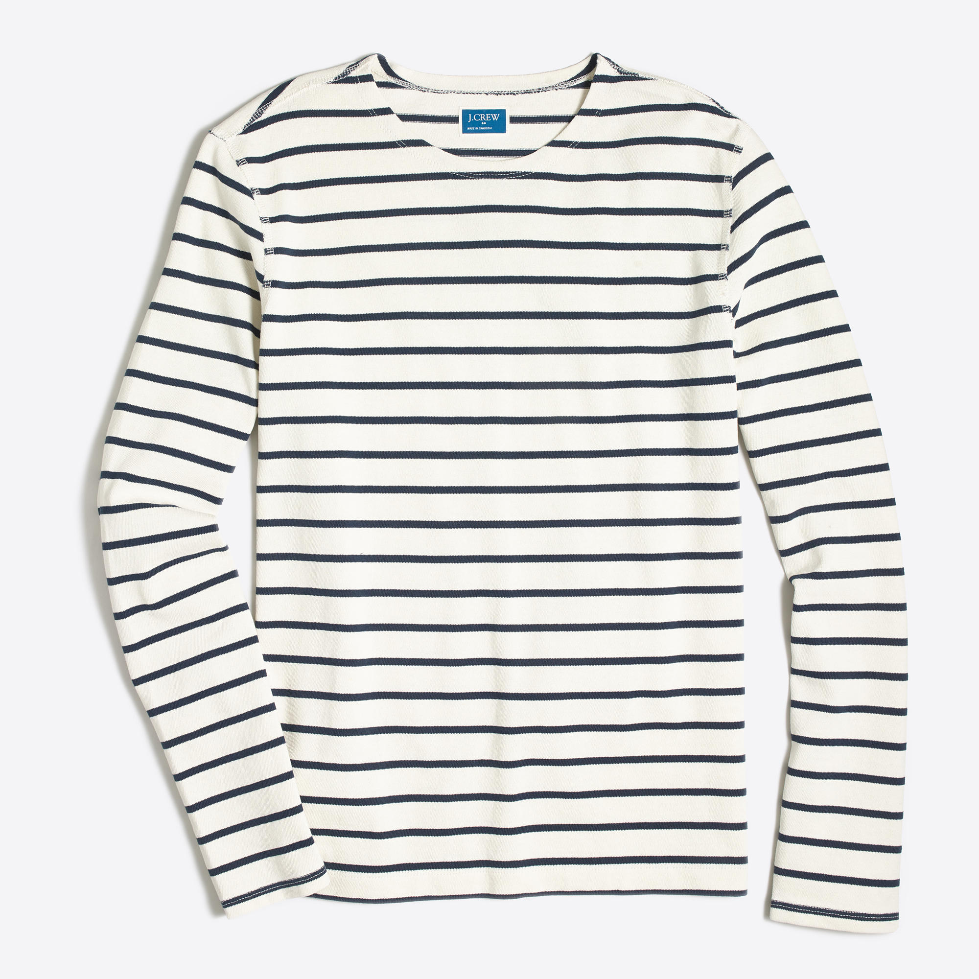 Long-sleeve nautical-striped crewneck T-shirt : FactoryMen stripes ...
