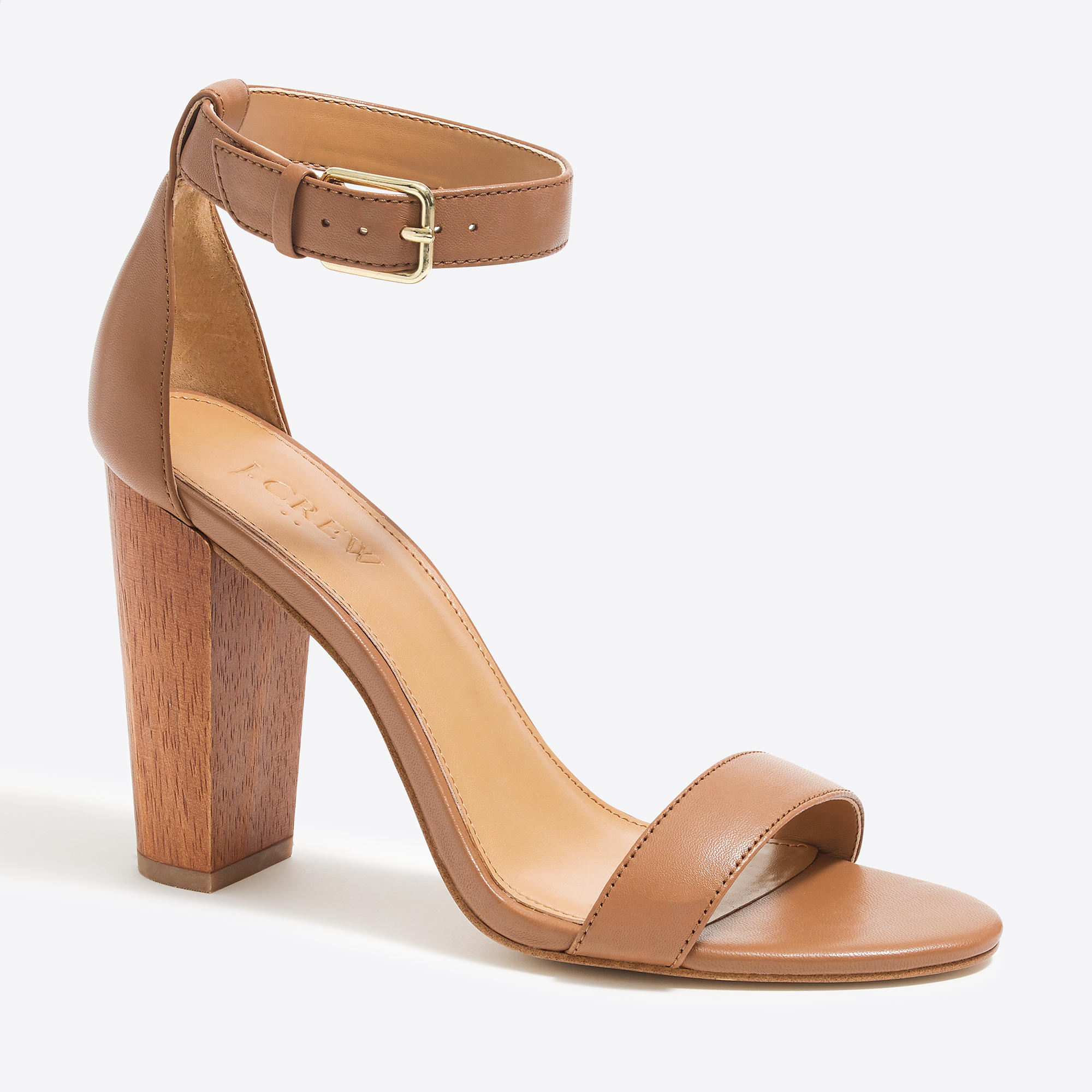 Leather chunky-heel sandals : FactoryWomen Heels | Factory